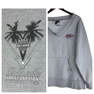 Harley Davidson Motorcycles Sweatshirt Pullover Sz 1X 16 18 Orlando Florida Gray